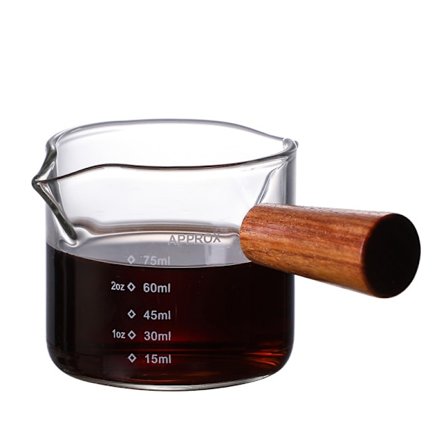 Espresso Koppar Set om 2, 100ML Dubbla Pipar Koppar, Espresso Shotglas, Mjölkkopp med Handtag, Klar