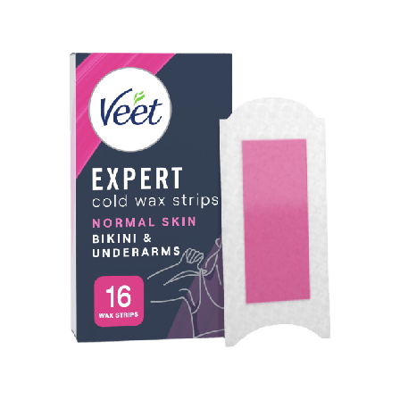 Veet Expert Vaxremsor Normal Hud För Bikini & Underarm Hårborttagning Unisex 16 ST