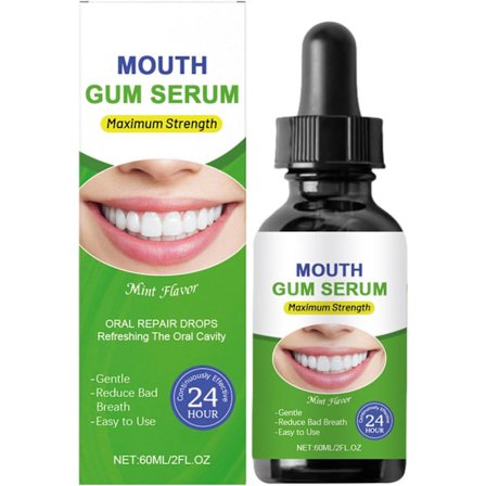 Naturlige dråper for tannkjøttreparasjon for voksne, 60 ml mintsmak – Lindrer vikende tannkjøtt, dårlig ånde og tørr munn, alkoholfri munnpleieløsning