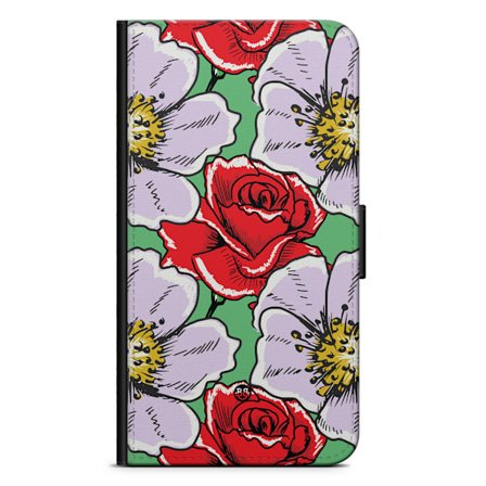 Bjornberry Fodral Samsung Galaxy Note 20 - Rött & Vitt Blomster