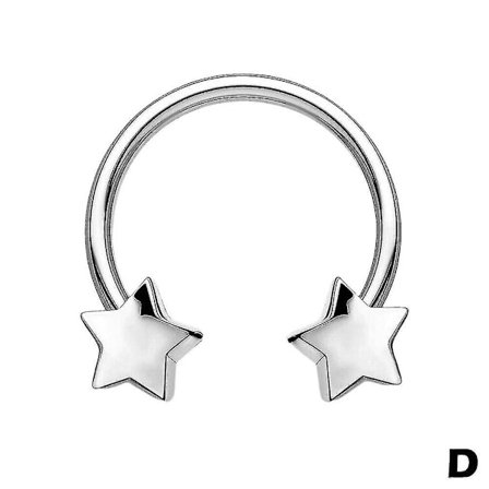 Rustfrit stål ringe til septum, næse, hjerte, stjerne, stud, øreringe, loop piercinger WHBYV