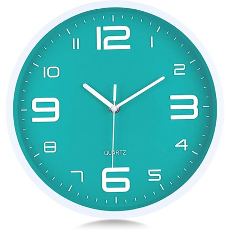 Modern Teal Green Wall Clock 12 Inch Silent Non Ticking Quartz Clocks With Large 3d Numerals For Living Room Kitchen Kids Room