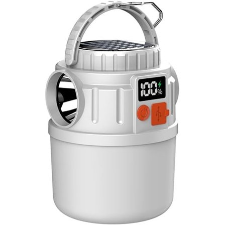 Campinglampor med dubbla ljuskällor, nöd-campinglampor för utomhusbruk med solceller, digital elektrisk display, uppladdningsbar - Displayutgång