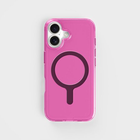 Tinted Pink Clear Phone Case with MagSafe & Bonus Cable, iPhone 16