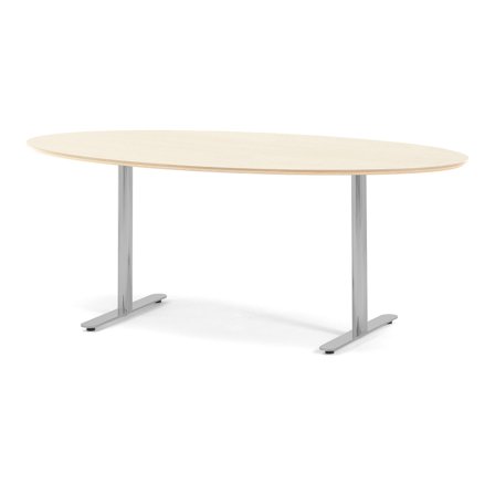 Konferenztisch SELMA, oval, 1900 x 1000 x 720 mm, Birke/alugrau