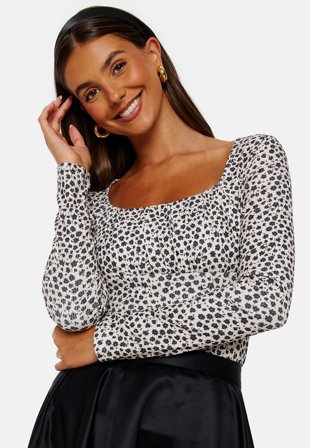 BUBBLEROOM Norma Floral Print Top Beige / Floral Klær