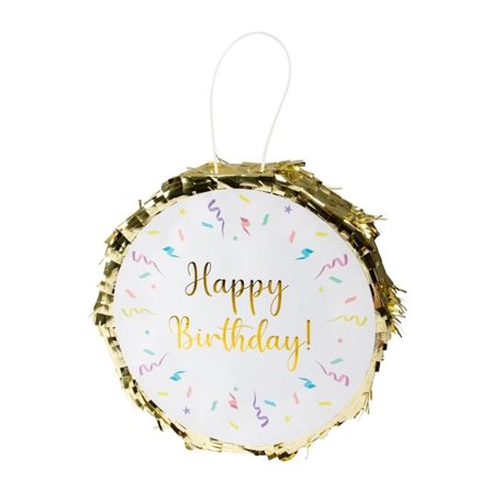 Pinata Happy Birthday Vit / Guld