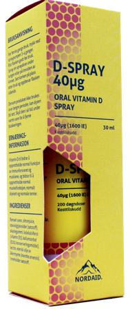 Nordaid D-spray 40 oral vit D, flaske av plast, 30 ml