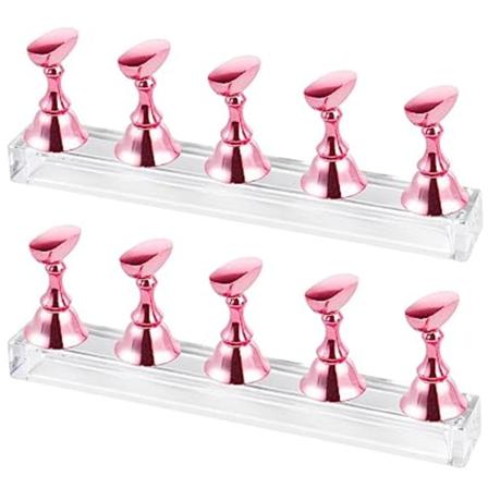 Neglekunst Display Stativ 2 Sæt Pink Magnetiske Negle Tips Praksis Holder pink