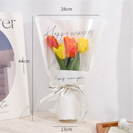 20/30 STK Rose Packing Sleeve Bag Bukett Pakkepose HVIT