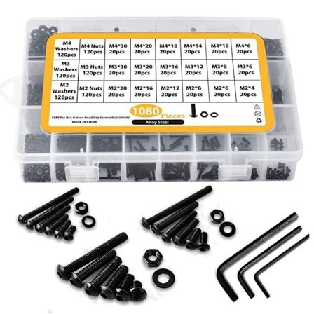 1080 stk. Knaphoved Sokkelhætte Skruer Bolte Møtrikker Skiver