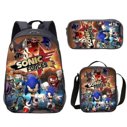 Sonic ryggsekk for gutter og jenter 15,7 tommer stor skoleryggsekk tegneseriefigur ryggsekkgaver