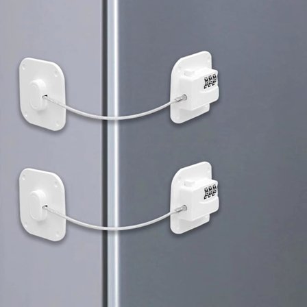 Sett med 2 kjøleskapslåser med kode, kjøleskapshengelås for barn, selvklebende kombinasjonslås for kjøleskap, sikkerhetsblokker for kjøleskapsdørvindu