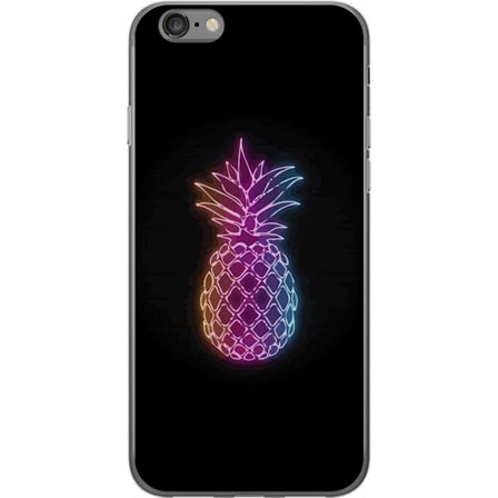 Kompatibel Mobilcover til Apple Apple iPhone 6 Neon illustration af ananas i farverigt lys mod sort baggrund