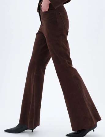 REMAIN Birger Christensen Flared Suede Pants - Brown - 34