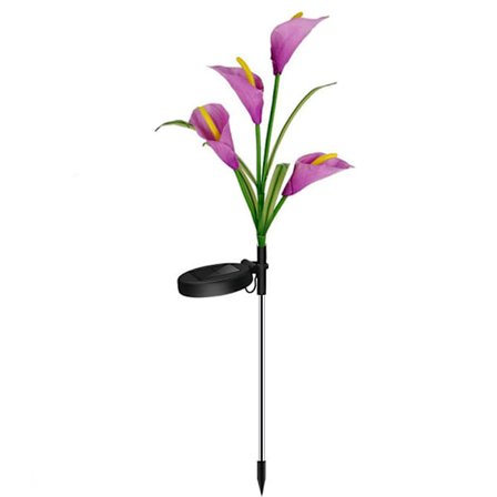 Solar Garden Light, Uppgradera utomhus vattentät Solar Light med 4 Calla Blommor, 7 färgförändringar LED Solar Light för trädgård, terrass, bakgård (
