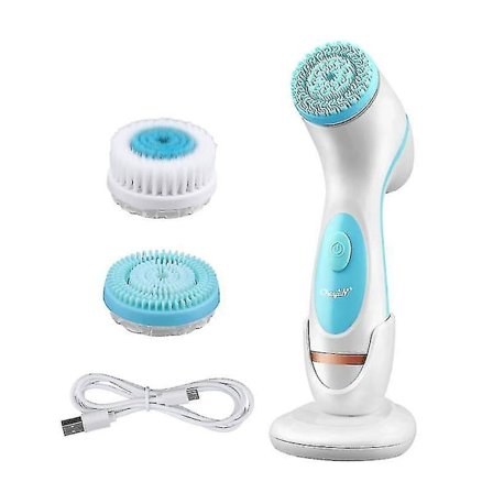 Ansiktsmassasjer 3 i 1 Elektrisk Ansiktsrensende Børst Silikon Roterende Ansiktsbørste Rengjøring