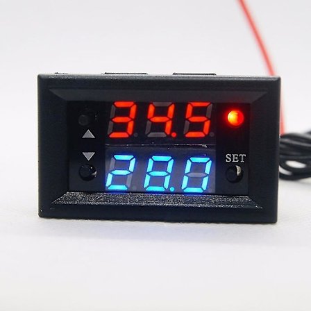 W2810 Dc 12v 20a Digital Termostat Temperaturregulator Rød Display Med Sonde