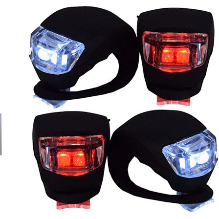 Sæt med fire for- og baglygter til cykler (røde og hvide) Vandtæt