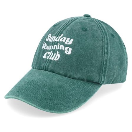 Iconic - Grön unconstructed Keps - Sunday Running Club Washed Green Dad Cap @ Hatstore