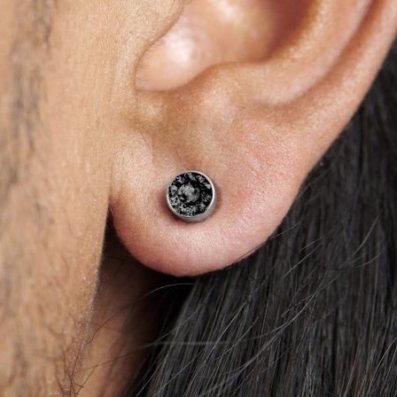 6mm Black Crystal Magnetic Earring for Men - Magnetic earrings