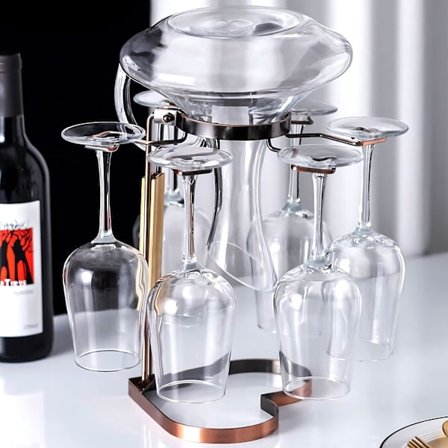 Multifunktionellt vinställ, vinorganisatör med skrivbordsställ för vinglas, bänkdisplay för 6 vinglas upp och ner programvarorganisatör (hjärta