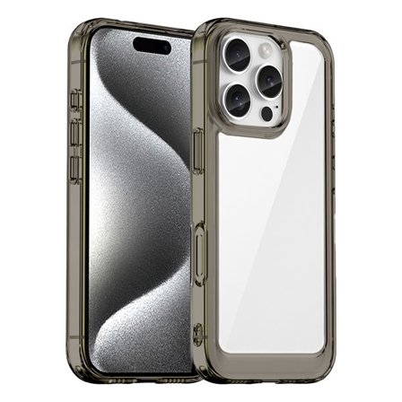 Outer Space-etui for iPhone 16e deksel med fleksibel ramme - gjennomsiktig, svart