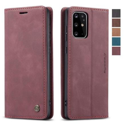 Hög kvalitet plånbok Läderfodral för Samsung S20 plus vinröd röd