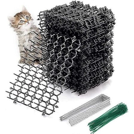 12-pak Katteafskrækningsmåtte med Pigge, Pigstrimmel, Katte- og Kæledyrsafvisende Måtte, Dyreafvisende Måtte til Have, Hegn med 12 Pigge og 20 