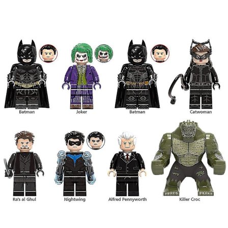 8 st Super Hero Series Minifigurer Byggklossar Kit, Batman Joker Monterade Mini Actionfigurer Leksaker Set Barnpresenter Presenter