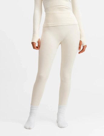 Drop of Mindfulness Seamless Base Layer Tights - Cream - XL