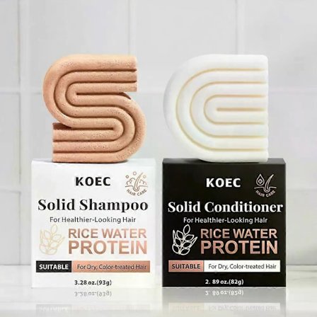 Ris Bar Shampoo & Conditioner Sæt til Hårvækst - Solid Shampoo & Conditioner Bar Sæt til Styrkelse af Hår