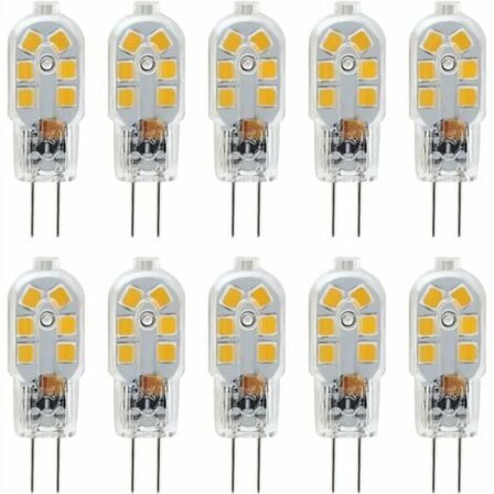 G4 LED-lamppu 12V, 1W vastaa 10W halogeenilamppua, välkkymätön 200LM, lämmin valkoinen 3000K, 360° valokeila, ei himmennettävä, 10 kpl [kk]