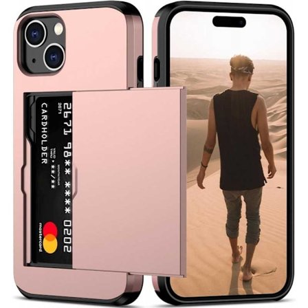 iPhone 15 Iskunkestävä kansikorttikotelo StreetWise - Rose Gold