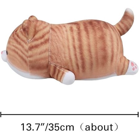 Paksu kissapehmo, 35 cm kissan pehmolelu, pehmeä kissatyyny, kawaii-pehmolelutyyny, lasten unikaveri kawaii-tyyny, ruskea
