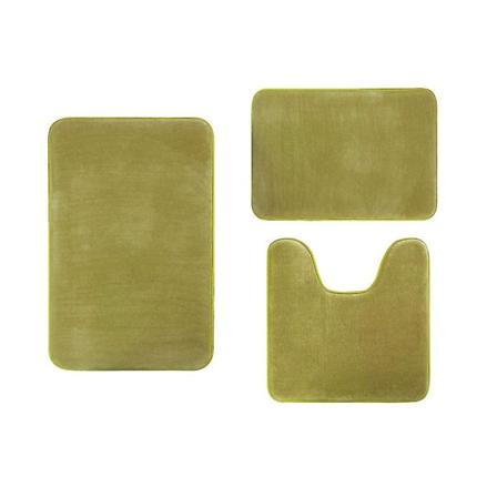 Coral Velvet Memory Bomuldsmåtte Badeværelse Absorberende skridsikkert tæppe 3 stk/sæt Green