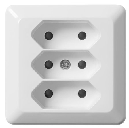 Elko EKO07461 Vägguttag renvit, 3-vägs, Euro, Strömbrytare & vägguttag