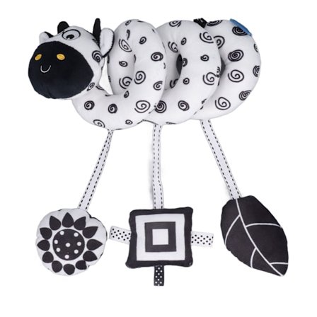 Baby Plysdyr Klapvogn Hænge Legetøj Sort Hvid Spiral Aktivitet Malkeko