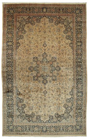 Hand Knotted Mashad Astan Ghods Rug 508X789 Wool Orange/Beige Large