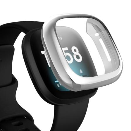 Kompatibel med Fitbit Sense/versa 3 skjermbeskytter Tpu-belagt full dekning skjermbumper deksel Silver