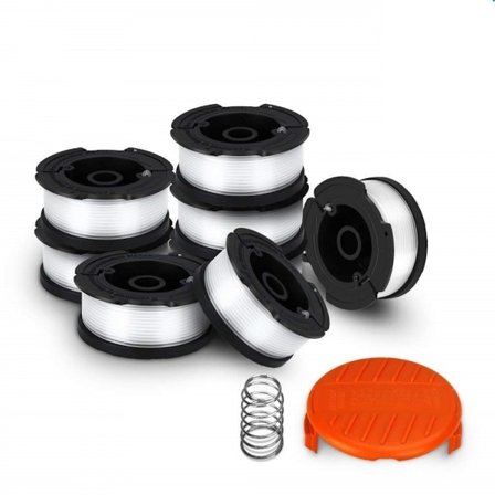 6-pack spolar och spolskydd kompatibla med Black and Decker grästrimmerspolar