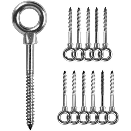 12 kpl Silmukkapultteja Silmukkapultti M6 x 60mm Nostosilmukat M6 Silmukkapultti 316 Ruostumaton Teräs Ruuvikoukut Silmukkapultti M6