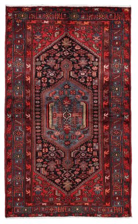 Håndknyttet Persisk Hamadan Teppe 145X237 Svart/Mørk Rød
