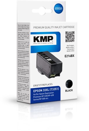 KMP E216BX ink cartridge black compatible with Epson T 3351 XL