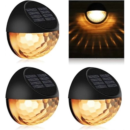 4 stk. Solcelledrevne Hegnlamper, Dekorative Solcellelamper til Haven, Vandtætte Trådløse Udendørslamper til Have, Hegn, Terrasse