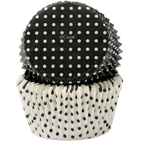 CACAS Muffinsform sort og hvit miniprikker 50stk