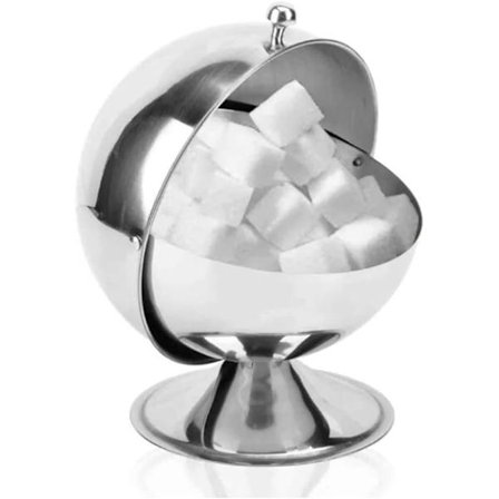 Rostfritt stål sockerburk globformad saltbehållare med rullande lock