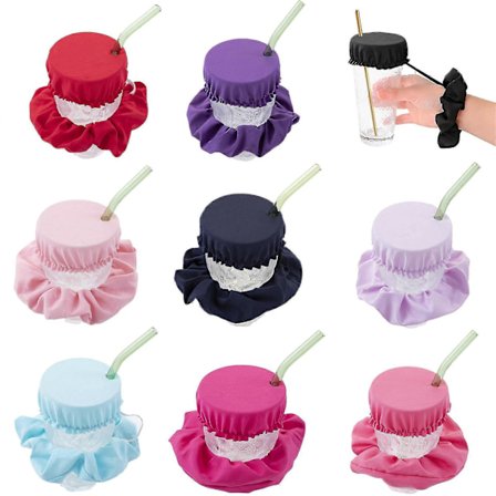 5 stk Gjenbrukbare Vaskbare Drikkeloppheng Anti-Spike Scrunchie Deksel For De Fleste Drikk Kopper & Glass (FMY)