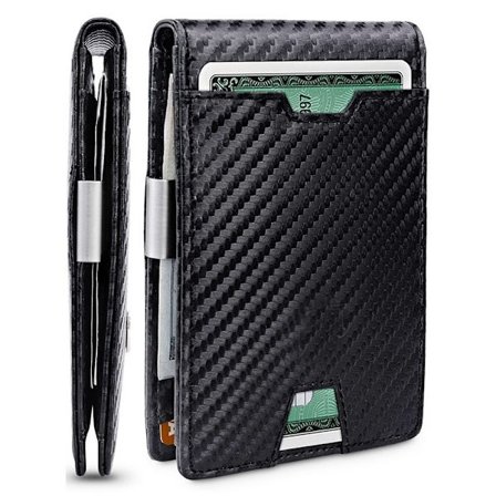 Pengeklips Lommebok Menn Slank Frontlomme RFID-blokkerende Kortholder Bifold Lommebok