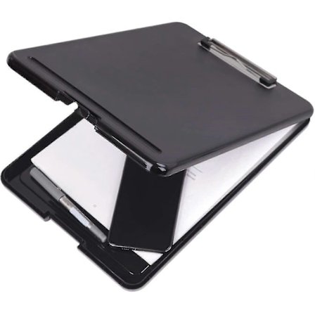 A4 Kraftig Oppbevaringsclipboard Med Oppbevaringsrom Kontordokumentholder, Svart